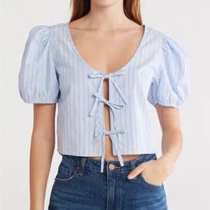 Abound Tie Front Cotton Poplin Crop Top